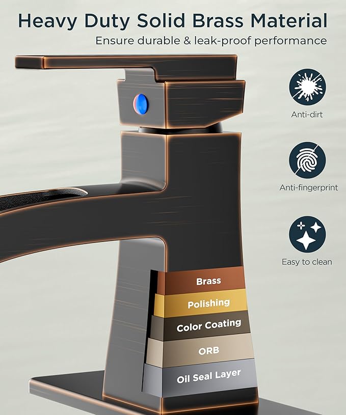 Grifería Lavamanos Monocomando 1 Hueco Acabado Bronce Antigu miniatura 6