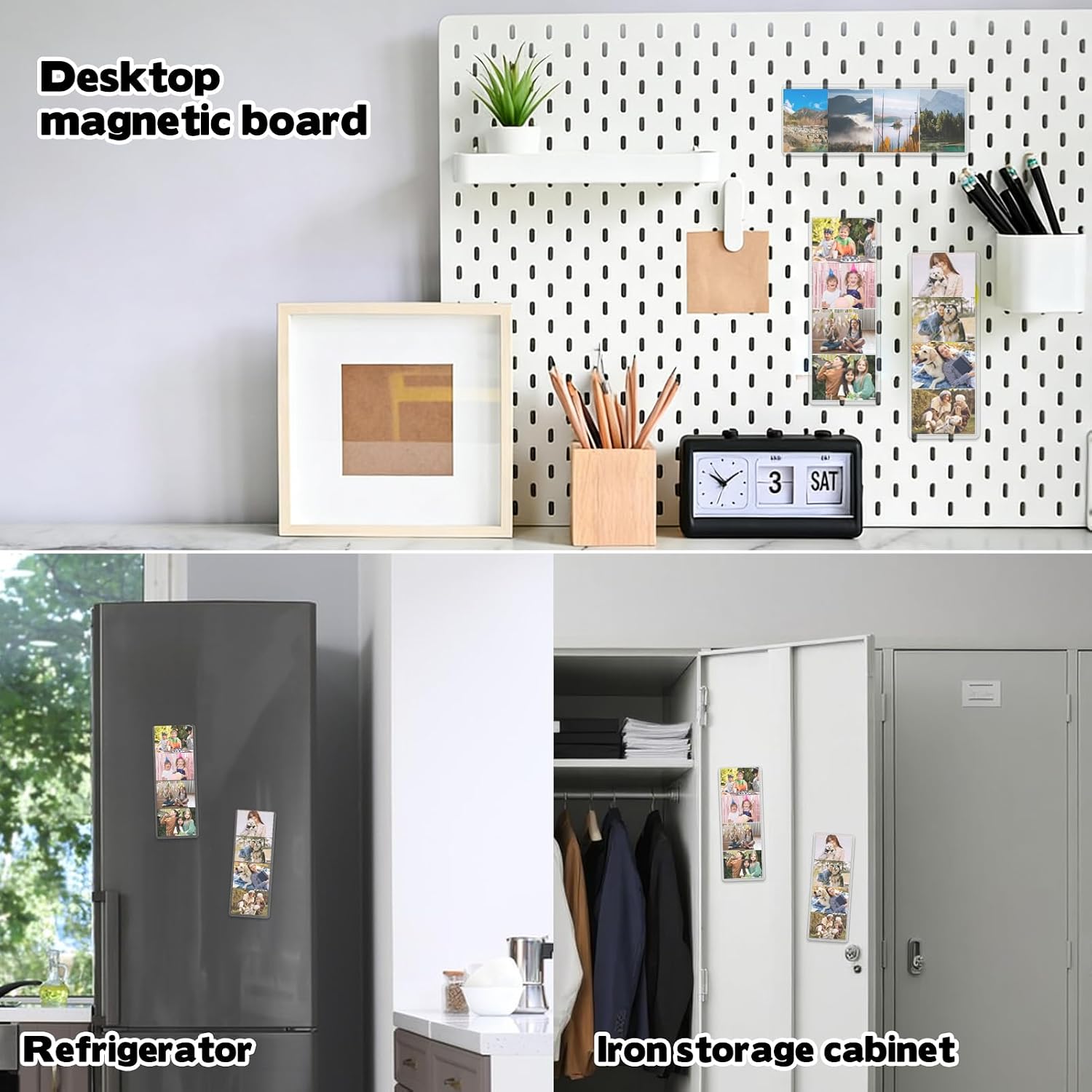 Rainmae 20 Pcs Photo Booth Frames Protectors, 2x6 In Magnetic Picture Frames Holder for Refrigerator Clear Photo Holders for Photobooth Pictures Magnetic Photo Frames for Wall Tabletop Desk Home Decor