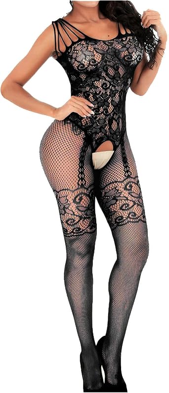 Womens Sexy Bodystocking Fishnet Lingerie One Piece See Through Crotchless Shapewear Temptation Slutty Nightwear