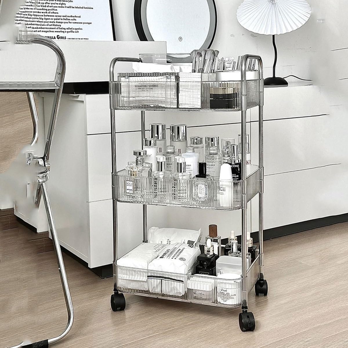 ELESQYQ Rolling Storage Trolley with Wheels,Bathroom