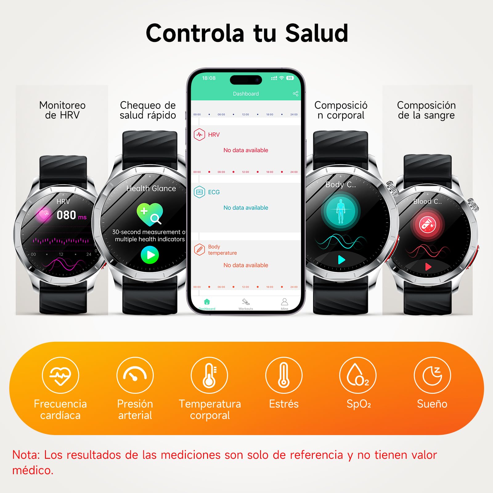 2026 Nuevo ECG Reloj Inteligente Hombre con HRV/BMI, 1.43“ AMOLED Smartwatch con 24H Pulsómetro SpO2 Monitor de Sueño, Pulsera Actividad para Android iOS