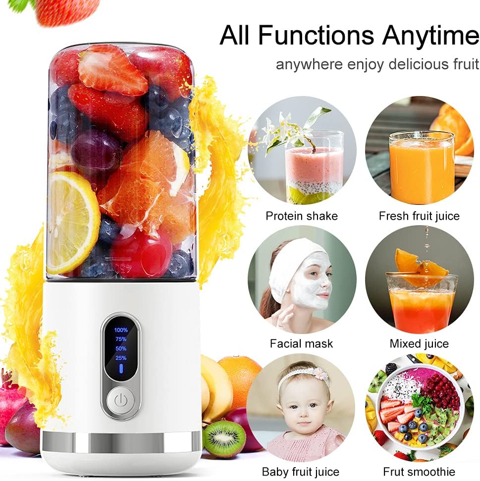 Togala Portable Blender, Smart LCD Display Personal Size Blender USB Rechargeable for Shakes and Smoothies, 15.2Oz Fruit Juice Mixer with Six Blades, Mini Blender to go Sports,Travel, Office, Gym: Home & Kitchen