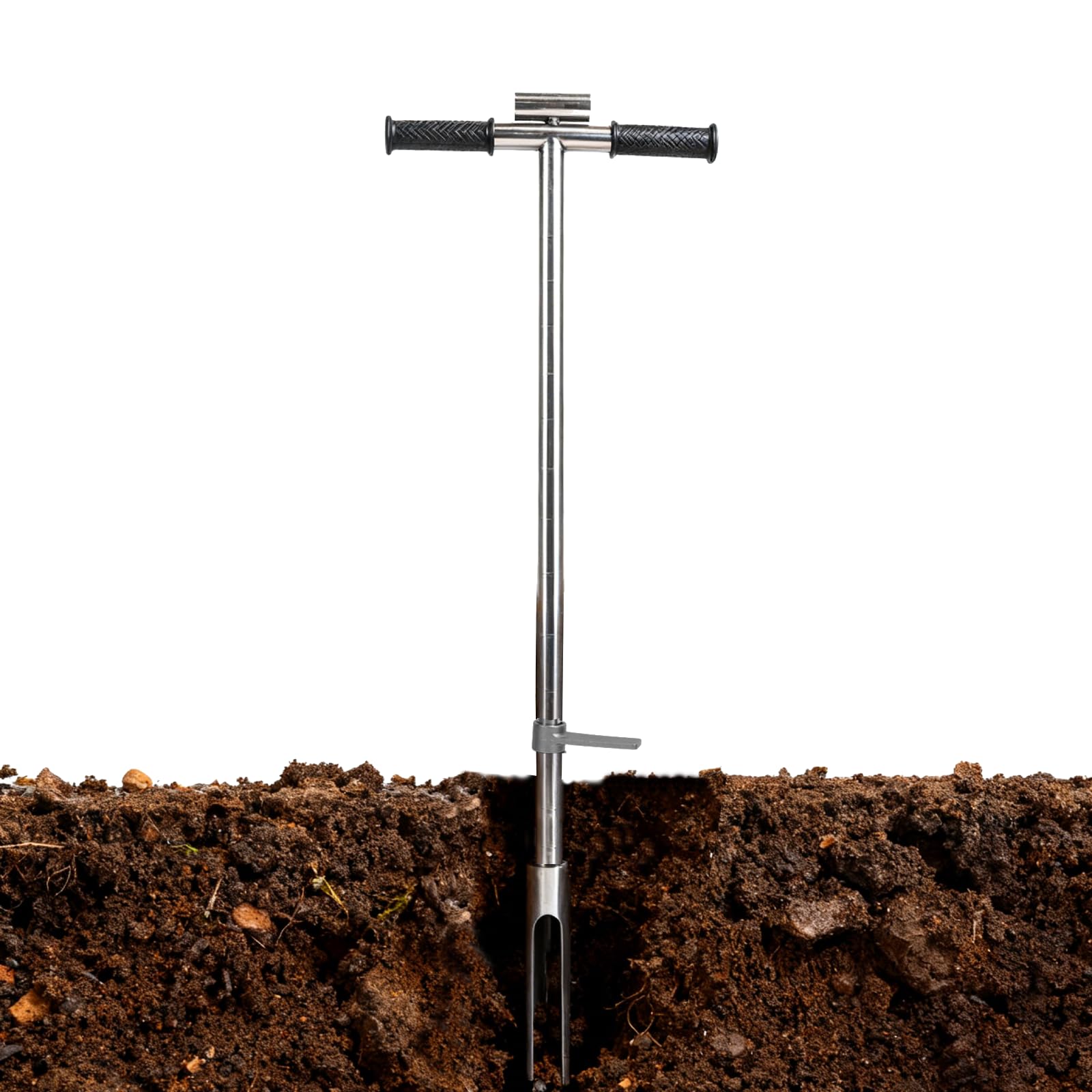 Sonde D'échantillonnage de Sol 1 M / 38 Mm Échantillonneur de Sol en Acier Inoxydable Outil D'échantillonnage de Sol à Poignée de Style T avec Pédale D'éjection pour