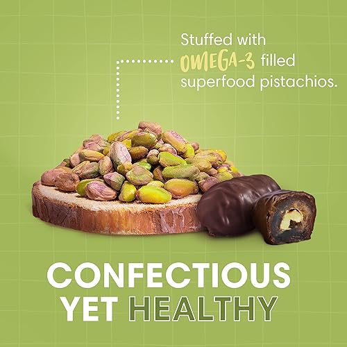 Miniatura 13 de DORREL - Dátiles cubiertos de chocolate negro belga (Medjool) con relleno de cacahuetes salados, aperitivo de chocolate vegano de alta energía