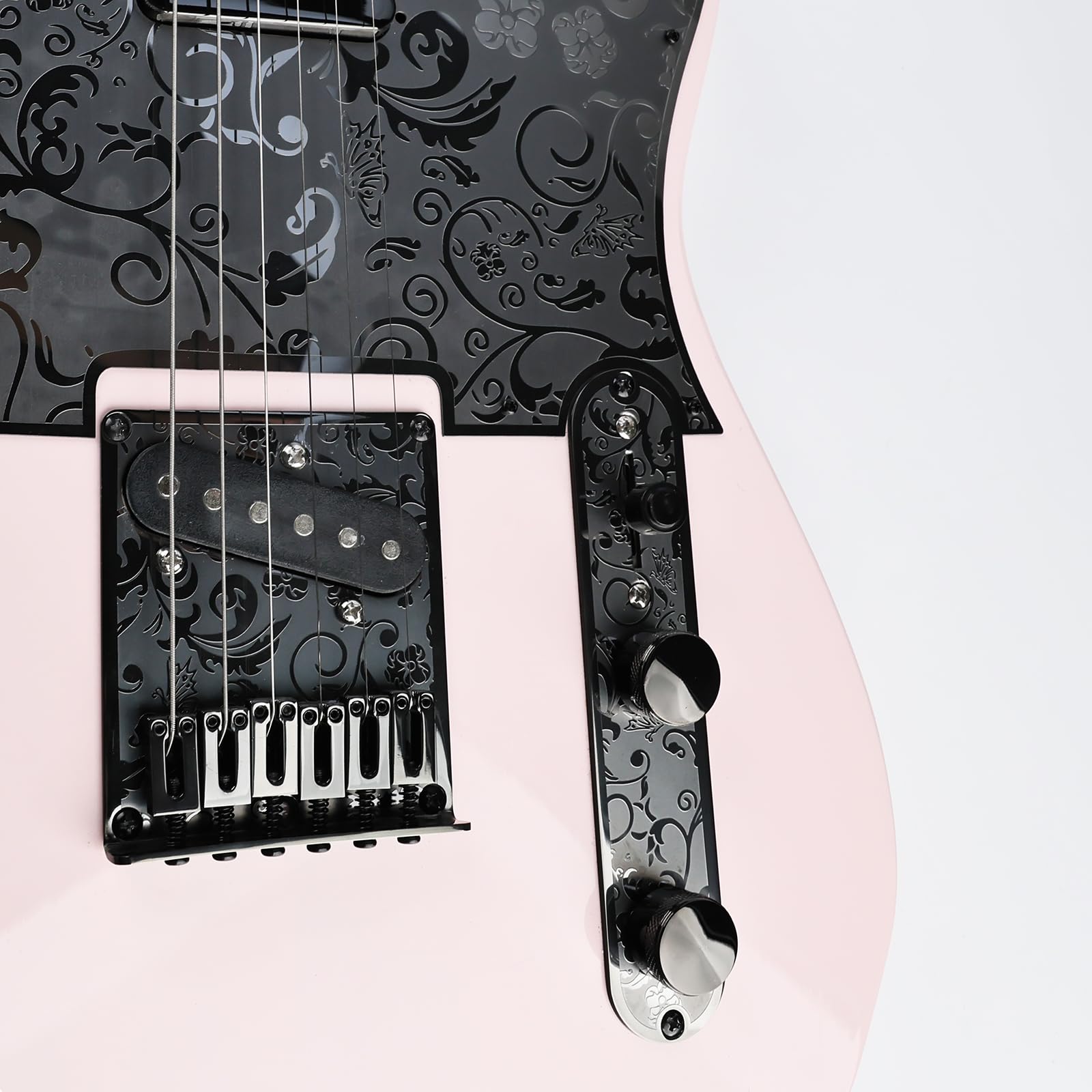Puente de guitarra eléctrica fijo de acero inoxidable grabado de 10,5 mm con orificio de pastilla único, puente rígido de 6 cuerdas para guitarra eléctrica Telecaster Tele TL, piezas de repuesto