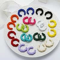 Vista 4 de RUOFFETA Aretes de aro redondos de cuerda trenzada, ligeros en forma de C, para mujeres y niñas