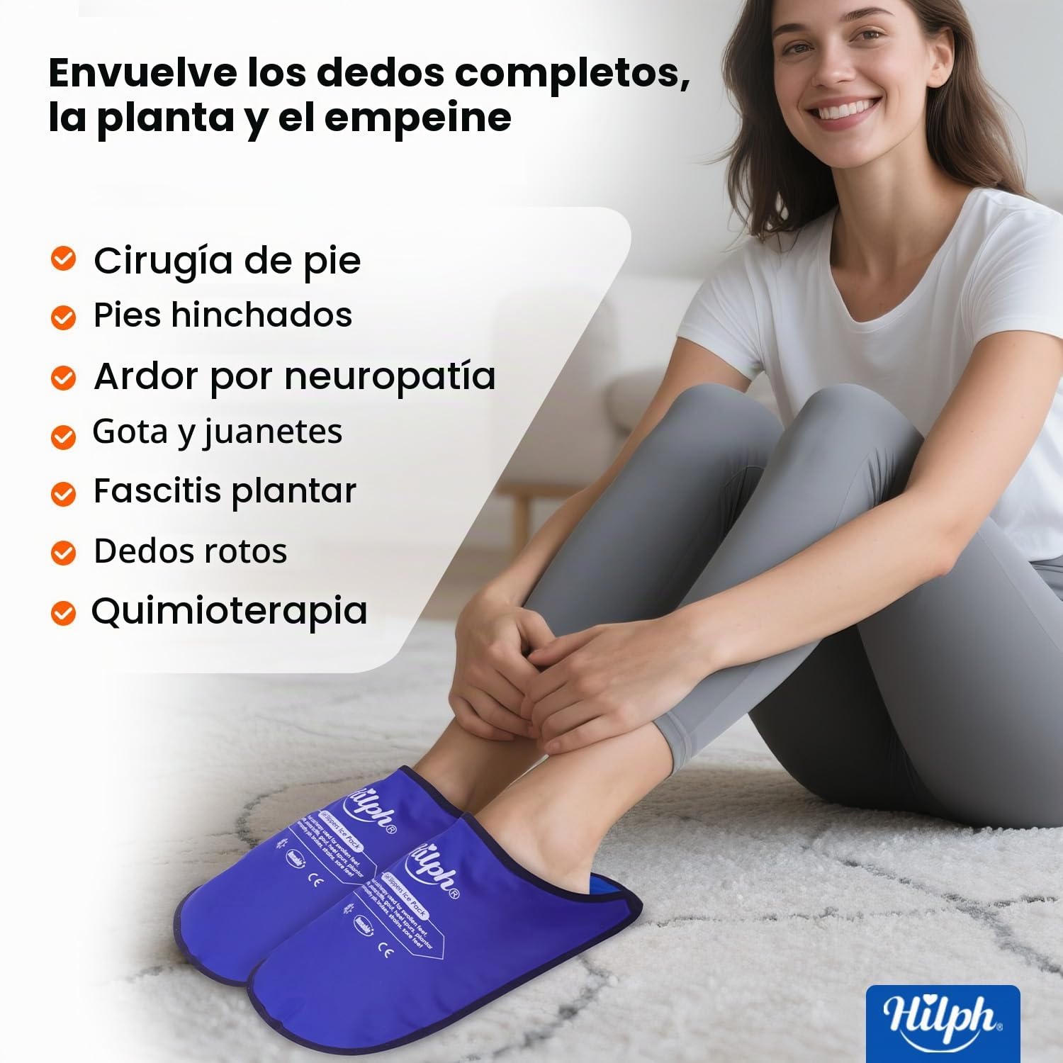 Hilph Bolsa de Hielo para El Pie Fascitis Plantar 2 Paquete, Bolsa de Hielo Pies, Calcetines de Hielo refrigeración, Zapatillas de Hielo Terapia para Quimioterapia, Pies Hinchados -1 Par