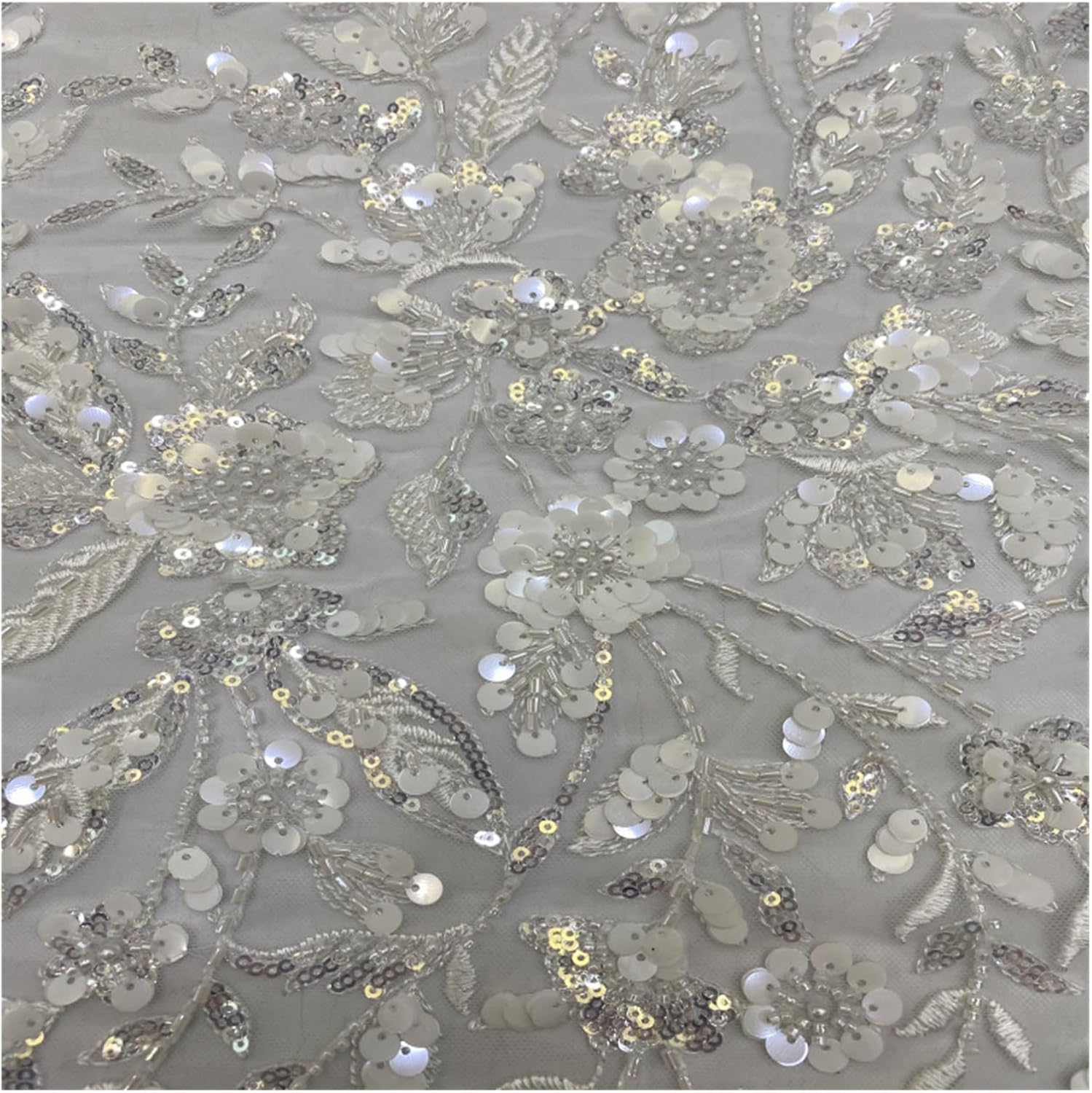 生地メッシュ刺繍ビーズチューブ刺繍+スパンコール刺繍衣類生地