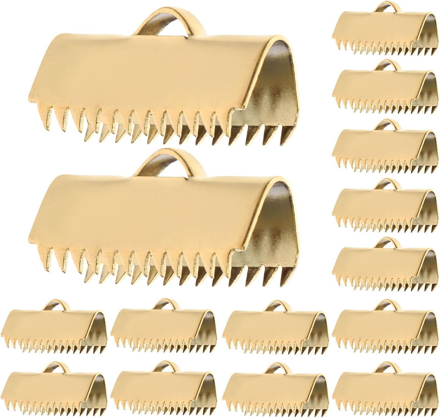 Lurrose 20pcs Golden Stainless Steel Cord End Caps Pinch Crimp Clamps Jewelry Connectors for Necklace and Bracelet Making DIY Accessories 20mm