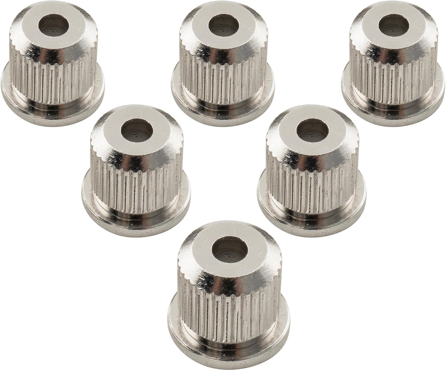 Musiclily Ultra 5/16" Full Solid Brass G-TLB-1 Guitar String Ferrules String Through Body Rear Mount Bushings for Tele Style Electric Guitar, Chrome (Set of 6)