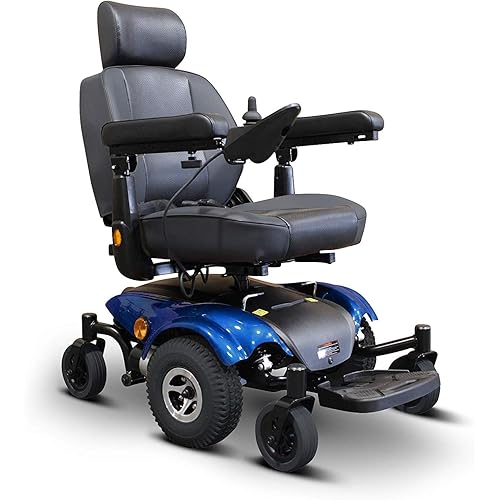EWheels Medical EW-M48 Travel Mobility Power Electric Wheelchair Blue