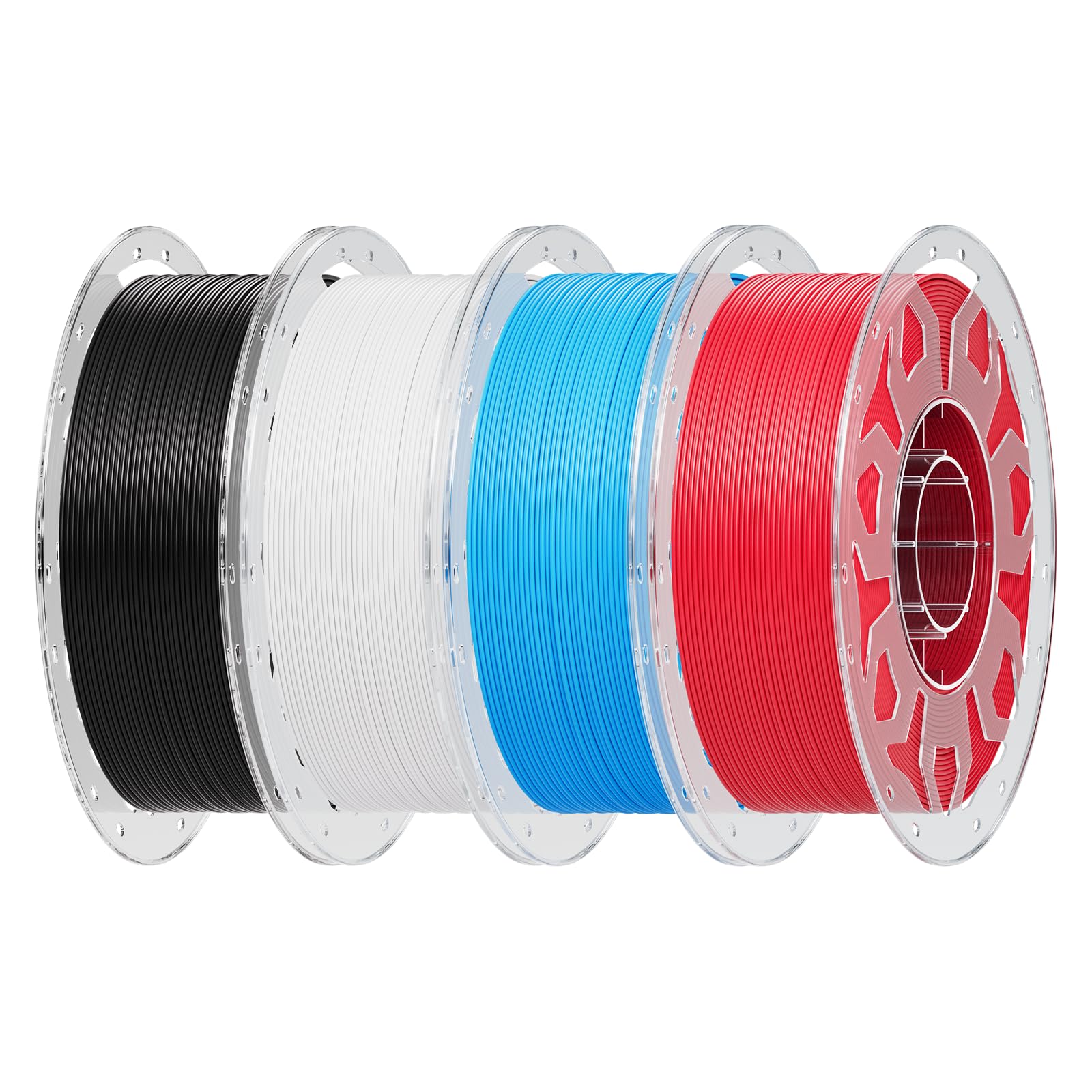 Creality PLA 3D Printer Filament 1.75mm, Black+White+Blue+Red, 4 kg