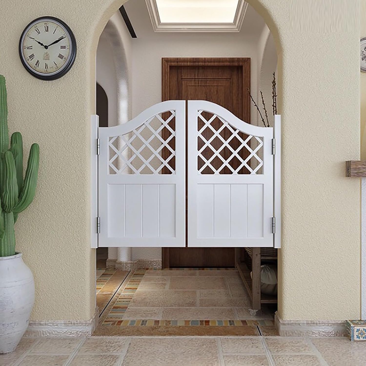 Swinging Doors Saloon Doors, Interior Solid Wood Swing Door Half Door Two-Way Opening Stable and Durable Suitable for Kitchen Stairs Bathroom Hotel Lobby Corridor Door(White,Width 60cmx Height