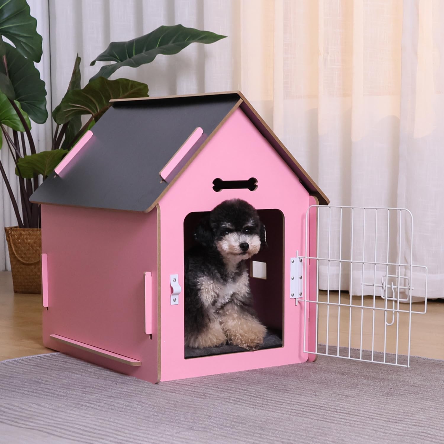 Dog House Indoor for Small Dogs or Cats, Cozy Wooden Design, Small Indoor Bed House, with Air Vents and Elevated Floor Warm Dog Cave