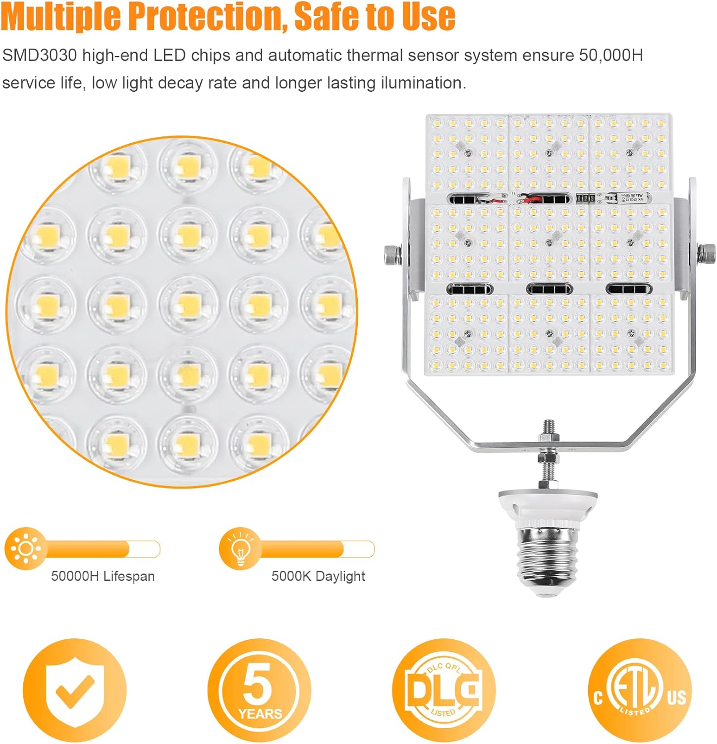 8 Pack 150W LED Shoebox Retrofit Kit 21750LM AC277-480V 5000K E39 Mogul Base LED Street Light Outdoor Commercial LED Pole Parking Lights DLC ETL Listed