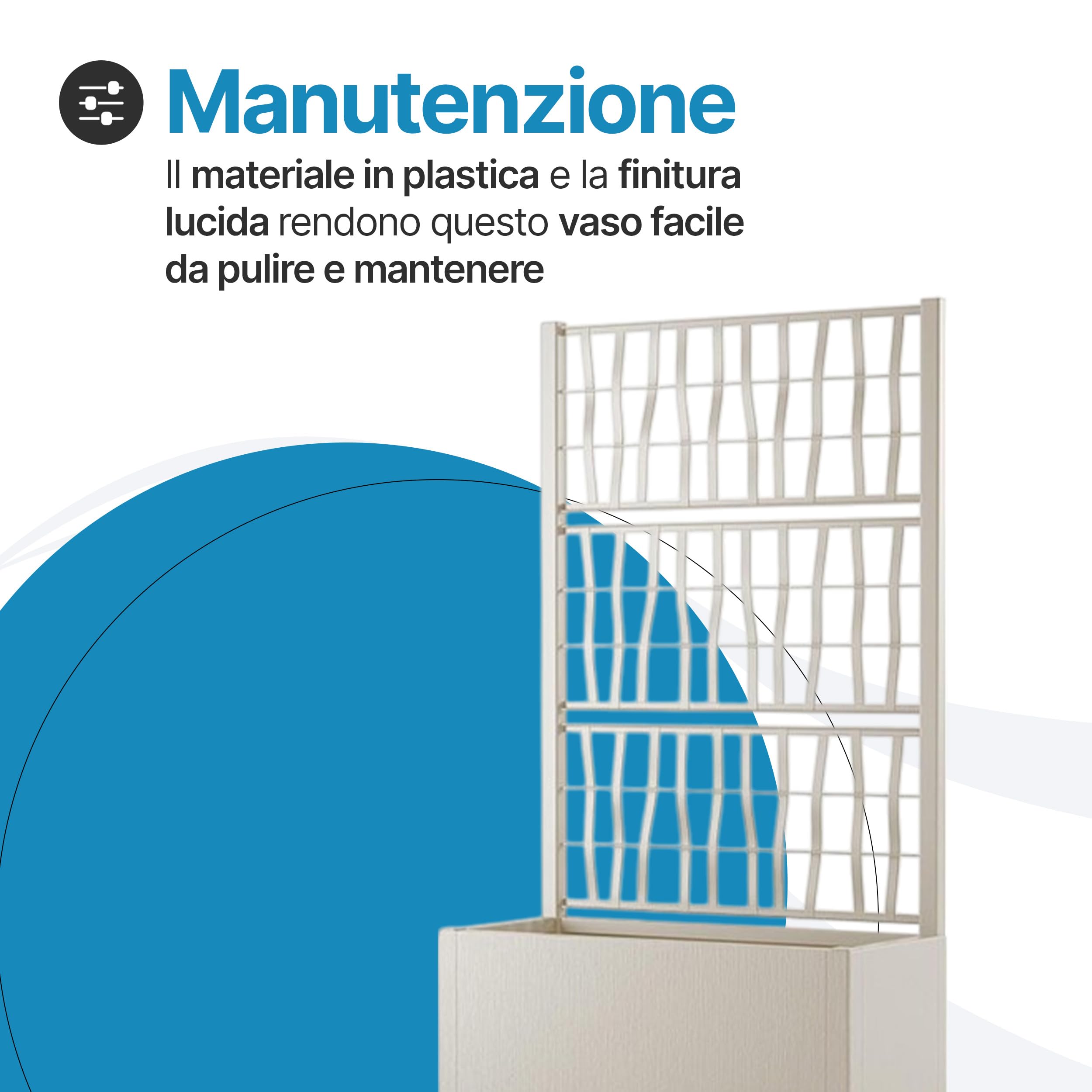 Tomaino - Vaso Rettangolare in Plastica per Esterno 80x36x35 cm - Fioriera Plastica per Piante Terrazzo e Giardino - Vaso Rettangolare da Esterno Bianco