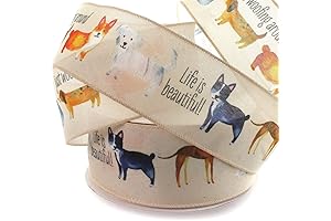 Dogs Life Wired Ribbon 2 1/2" x 10 Yards | Festive Accessory for Dog Enthusiasts