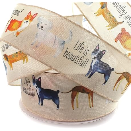Dogs Life Wired Ribbon 2 1/2" x 10 Yards | Festive Accessory for Dog Enthusiasts