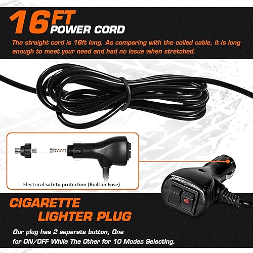 Miniatura 4 de LINKITOM 2 luces LED giratorias estroboscópicas, 12V-24V ámbar 40 luces intermitentes intermitentes de seguridad intermitentes con magnético para