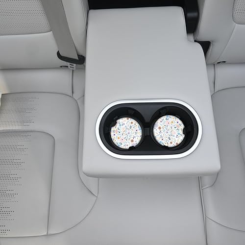 Miniatura 4 de Posavasos absorbentes de flores rosas para automóvil, paquete de 2 portavasos, piedra de cerámica de 2.56 pulgadas y base de corcho antiarañazos