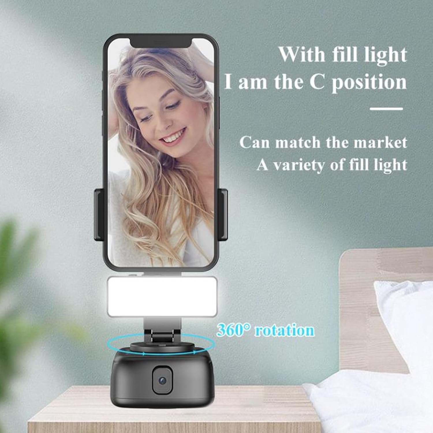 Auto Face Tracking Phone Holder, with 1/4 Inch Screw Interface, 360 Degree Rotation Face Body Phone Tracking Tripod Smart Camera Mount for Live Vlog Streaming Video