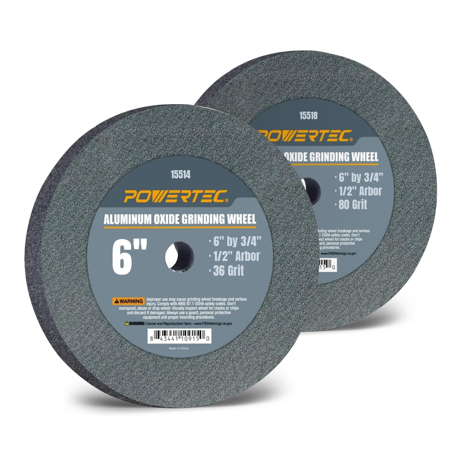 POWERTEC 8" Grinding Wheel - 100 Grit Aluminum Oxide -13