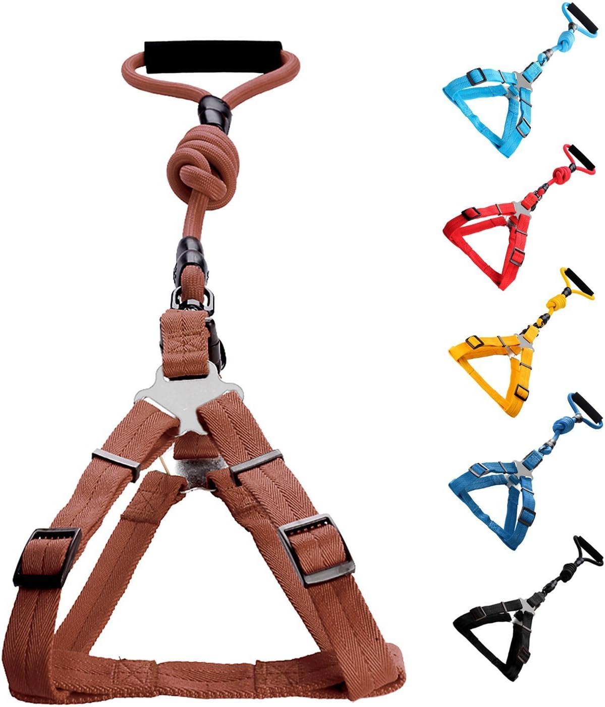 2 IN 1 Heavy Duty Poly/Nylon Straps/ Anti-Twist Dog Harness Lead Adjustable Pet Harness and Leash for Small/Medium/Large dogs (S M L)