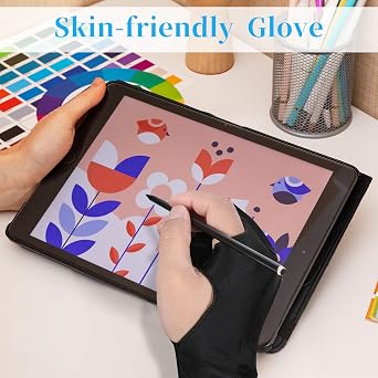 Giantree 2 Pcs Digital Drawing Glove, 3-Layer Palm Rejection Artist Glove for Drawing Graphics Monitor Tablet Paper Sketching