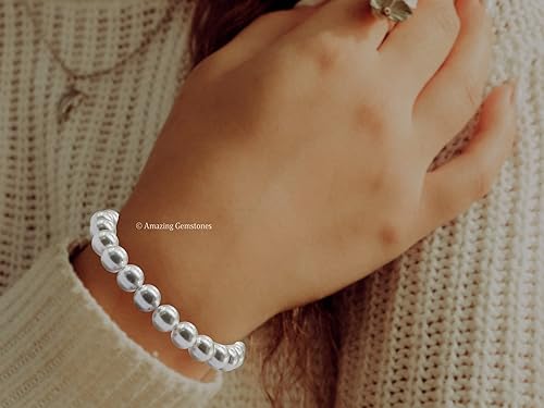 Miniatura 6 de White Pearl Bracelet for Women Men's Gifts - Protection Healing Crystal Bracelet - 8mm Gemstone Beaded Stretchable Bracelet Pulseras Para Hombres