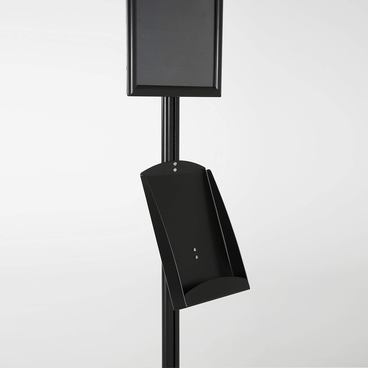 M&T Displays Free Standing Aluminum Display Stand Single Sided Document Brochure Sign Holder Front Loading Portrait Landscape Black Snap Frame 8.5x11 and Metal Tray Shelf 8.5x11... - Image 5