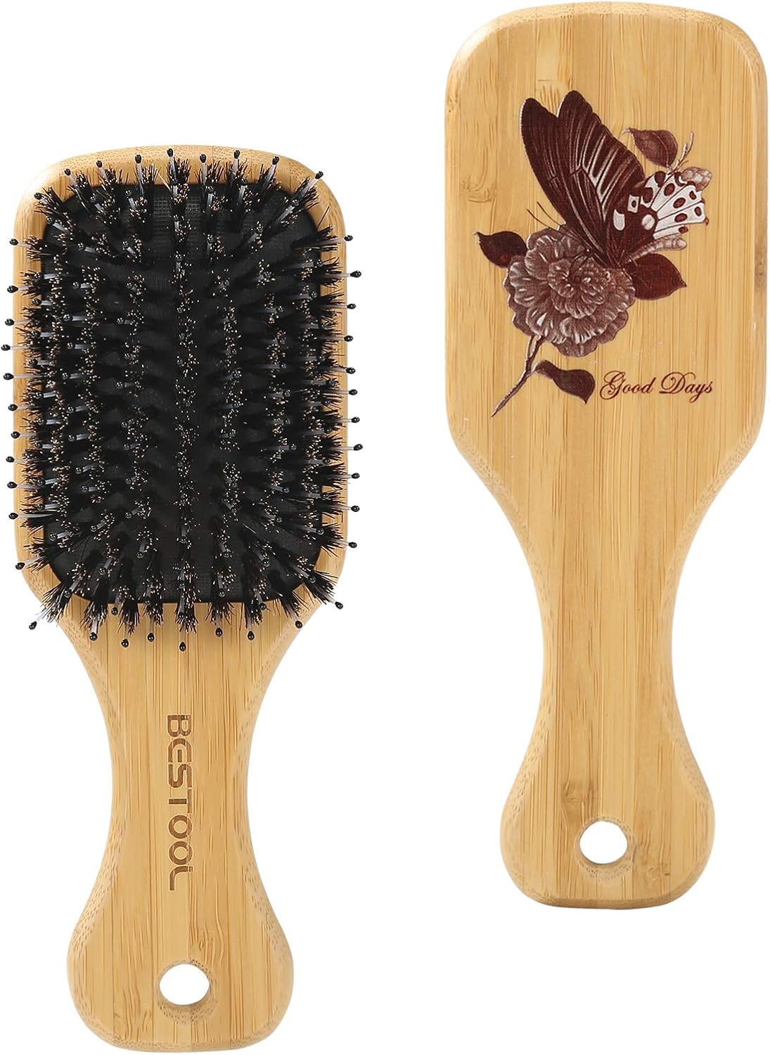 Hair Brush, BESTOOL Small Travel Hair Brush for Women Men or Kids, Boar Bristle Hairbrush for Detangling Defrizz