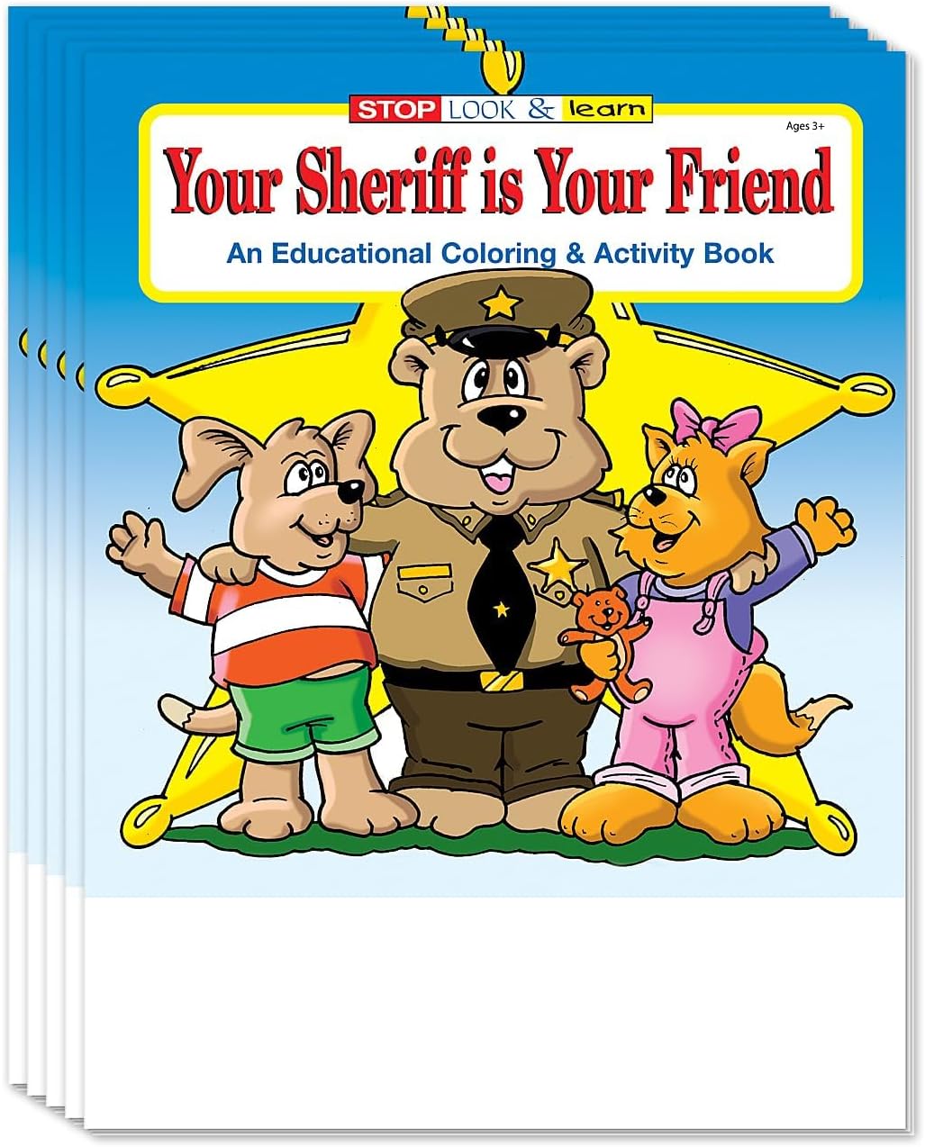ZOCO – The Sheriff is Your Friend – Custom Educational Coloring Books (250 Bulk Pack, Without Crayons) – Promotional Police Toys, Activities for Kids