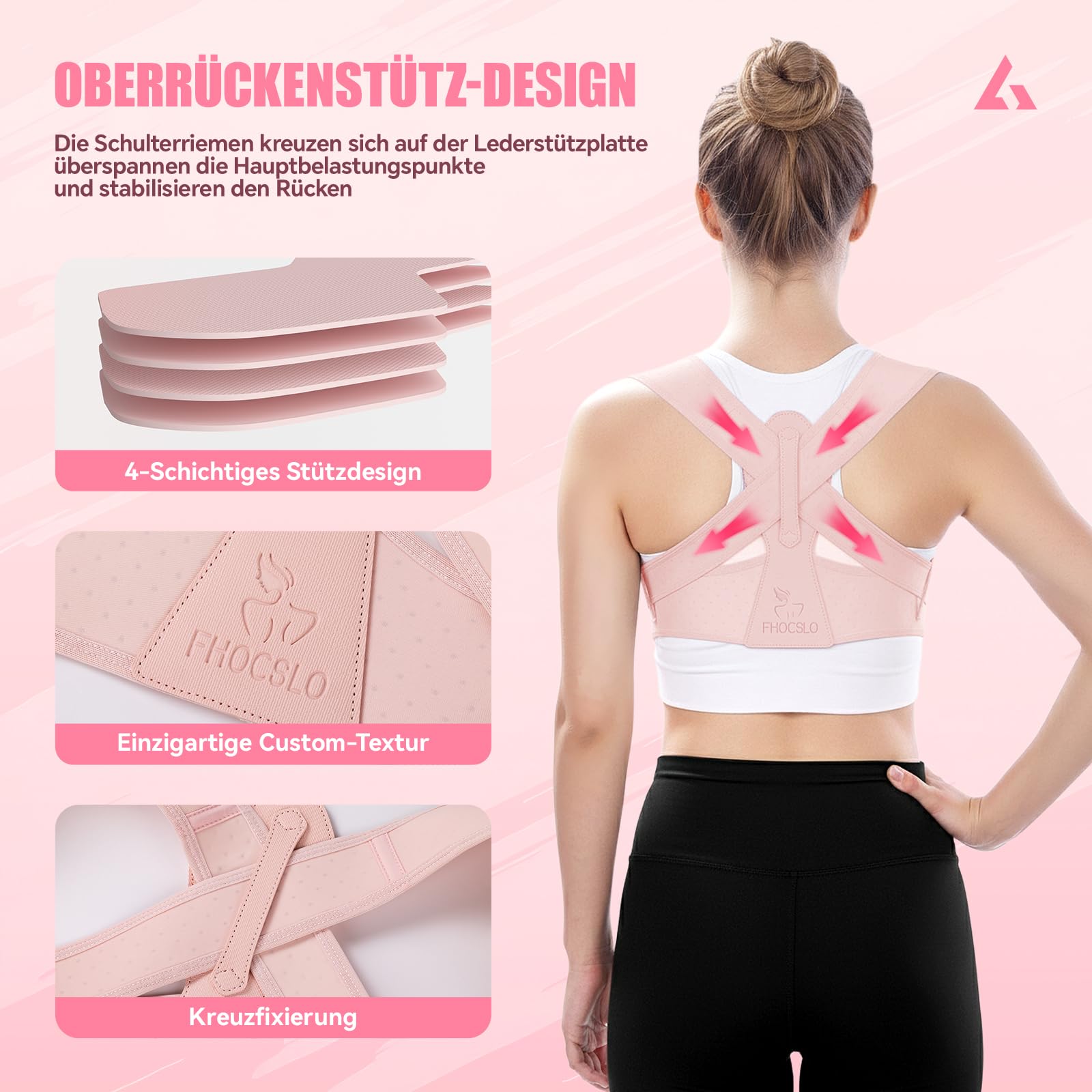 Rückenstützgürtel – Unsichtbare Haltungshilfe für Damen, Für eine aufrechte Haltung im Büro, Homeoffice & beim Autofahren Lindert Verspannungen an Rücken und Schultern (Rosa, S/M)