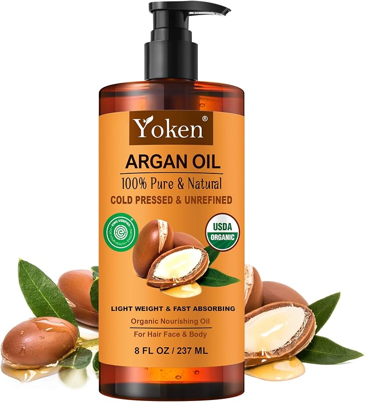 USDA Argan Oil 8oz, Cold Pressed Unrefined Moroccan Oil for Hair | Pure Organic Morocco Argan Oil Moisturizing Frizzy Curly Dry Hair Oils for Body Skin Face Morraco aceite de argan cabello