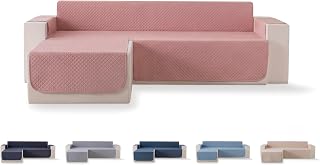 Todocama Sofabezug, Sitzschutz, gepolstert, mit Rautenmuster, atmungsaktiv, leicht zu reinigen (Rosa, Chaise Links 200 cm)