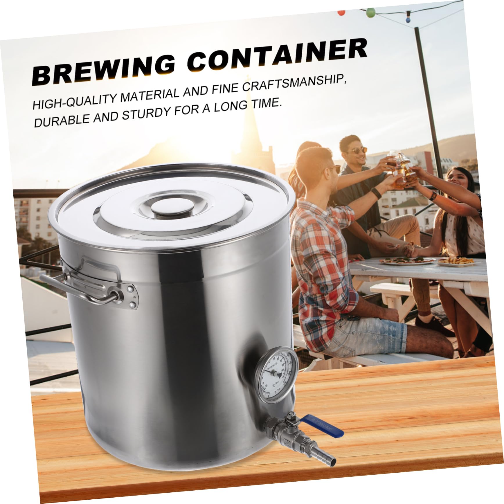 Ciieeo 1pc Stainless Steel Brewing Pot Boiling Container Temperature Gauge Versatile Stock Pot for Home Brewing Cooking More Easy to Use Design