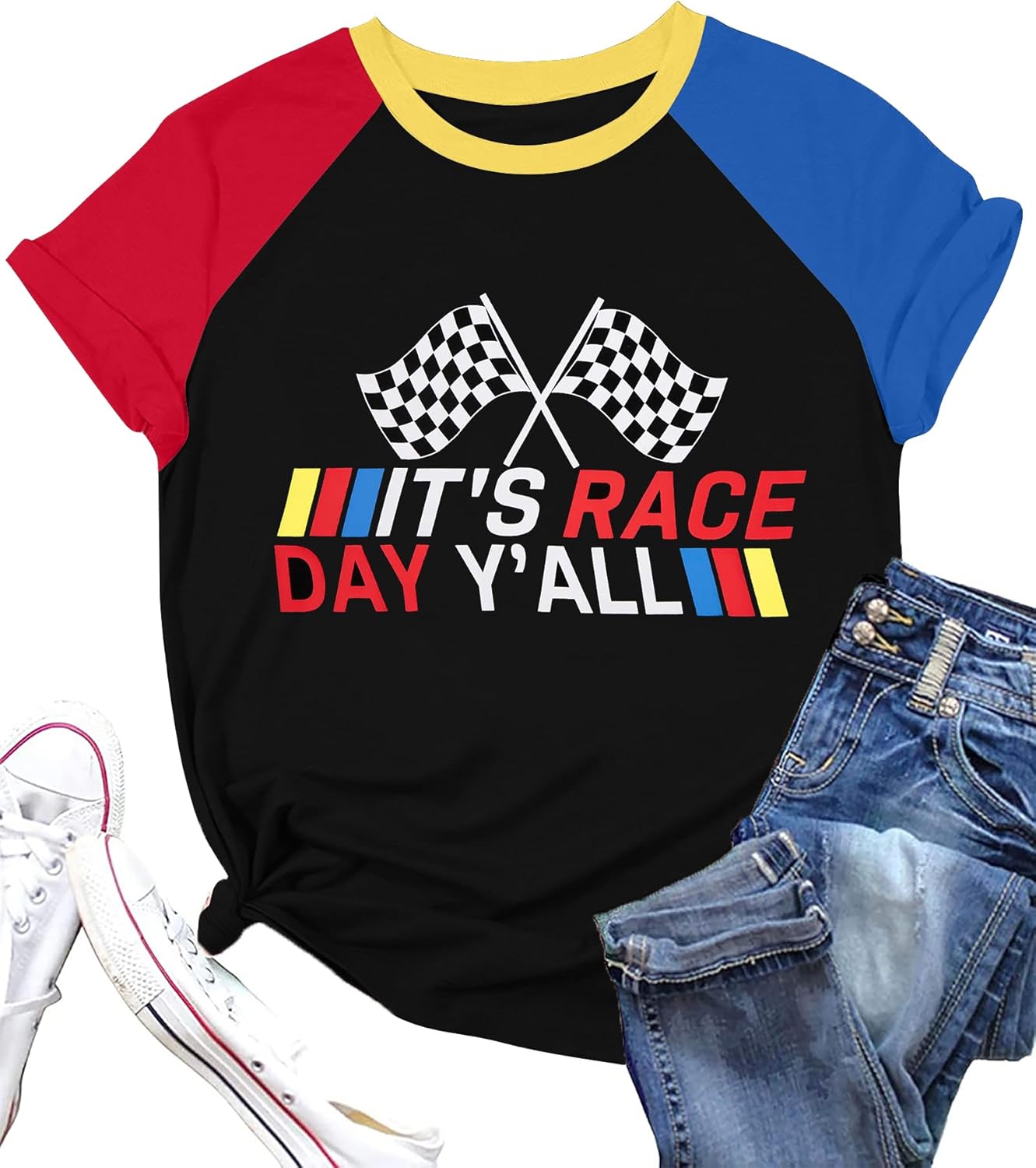 Racing Shirt Women Vintage Checkered Flag Racing Shirts Start Your Engines Tshirt Raceday Casual Short Sleeve Tops