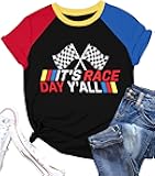 Racing Shirt Women Vintage Checkered Flag Racing Shirts Start Your Engines Tshirt Raceday Casual Short Sleeve Tops