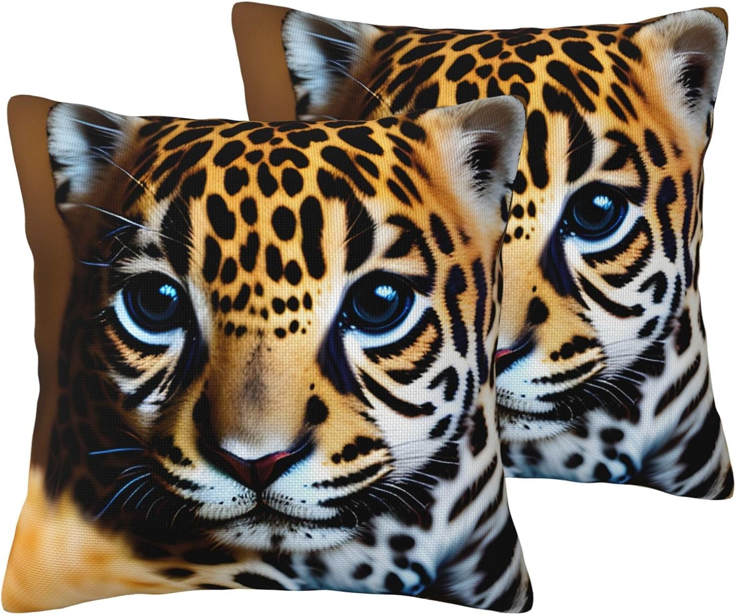 Cute Baby Jaguar 1 Imitation Linen Pillowcase -2 Sets, Fashionable Home Decoration, Used for Sofas, Gardens, beds