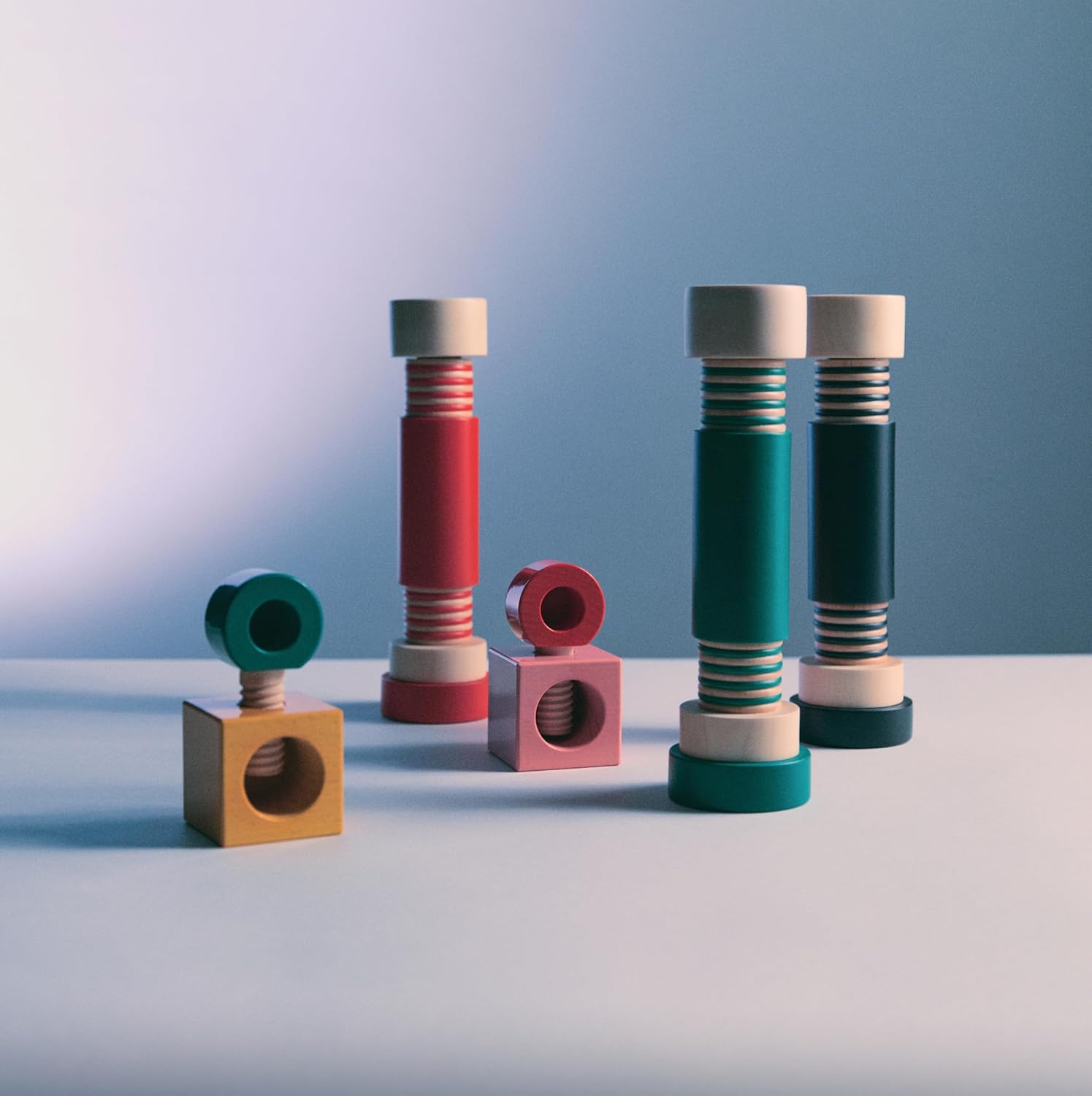 Alessi Twergi ES20 2 - Designer Nutcracker, in Beech Wood, with Colored Handle and Body, Glossy Lacquered Finish, Pink and Red