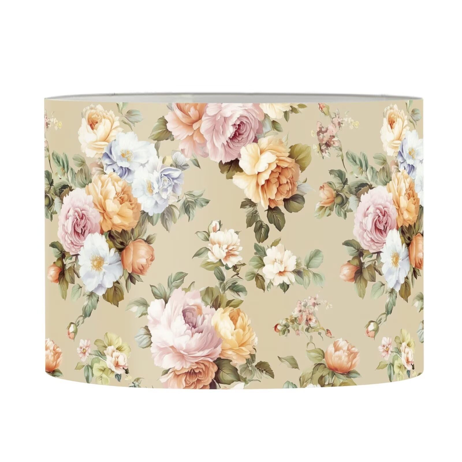 FANCOSAN Retro Rose Lamp Shade for Living Room Brown Drum Lamp Shade Cover Well Lampshades Home Decor M