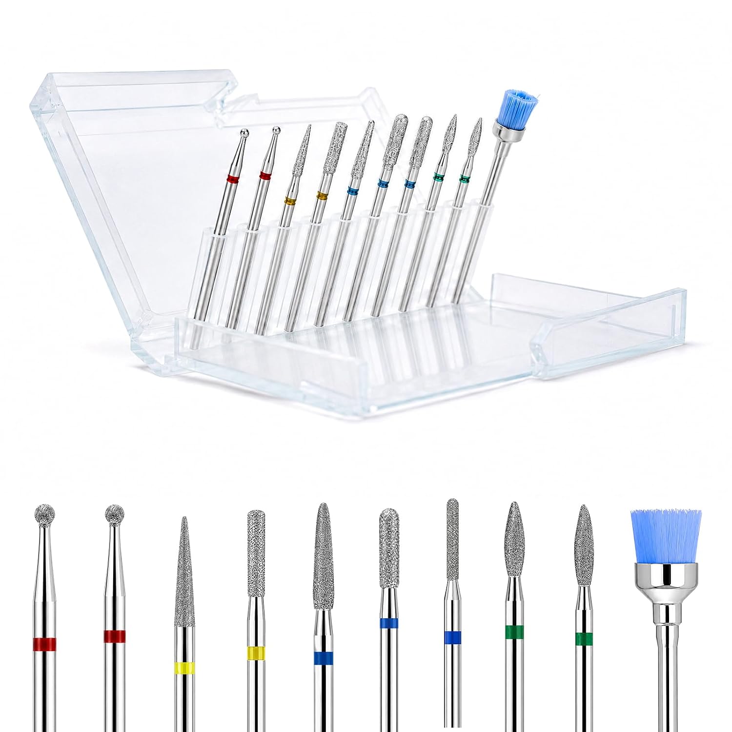 Nail Drill Bits Set 10PCS Professional Cuticle Drill (10 Piece Set (Mix))