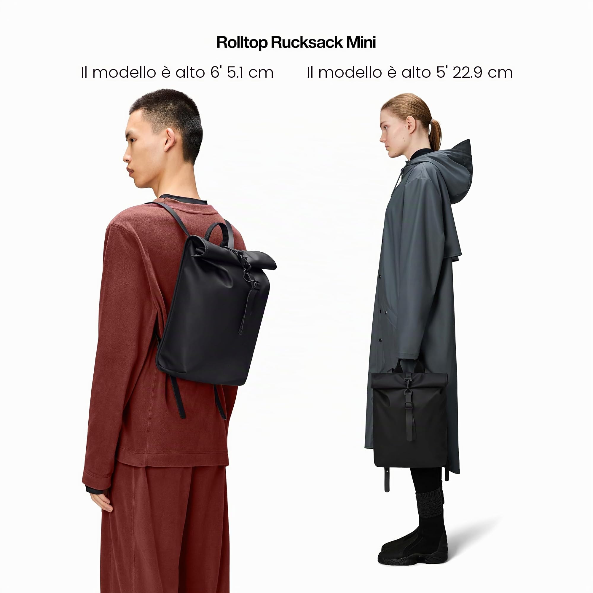 Rains Rolltop Rucksack Mini W3 Dagrugzak Zwart