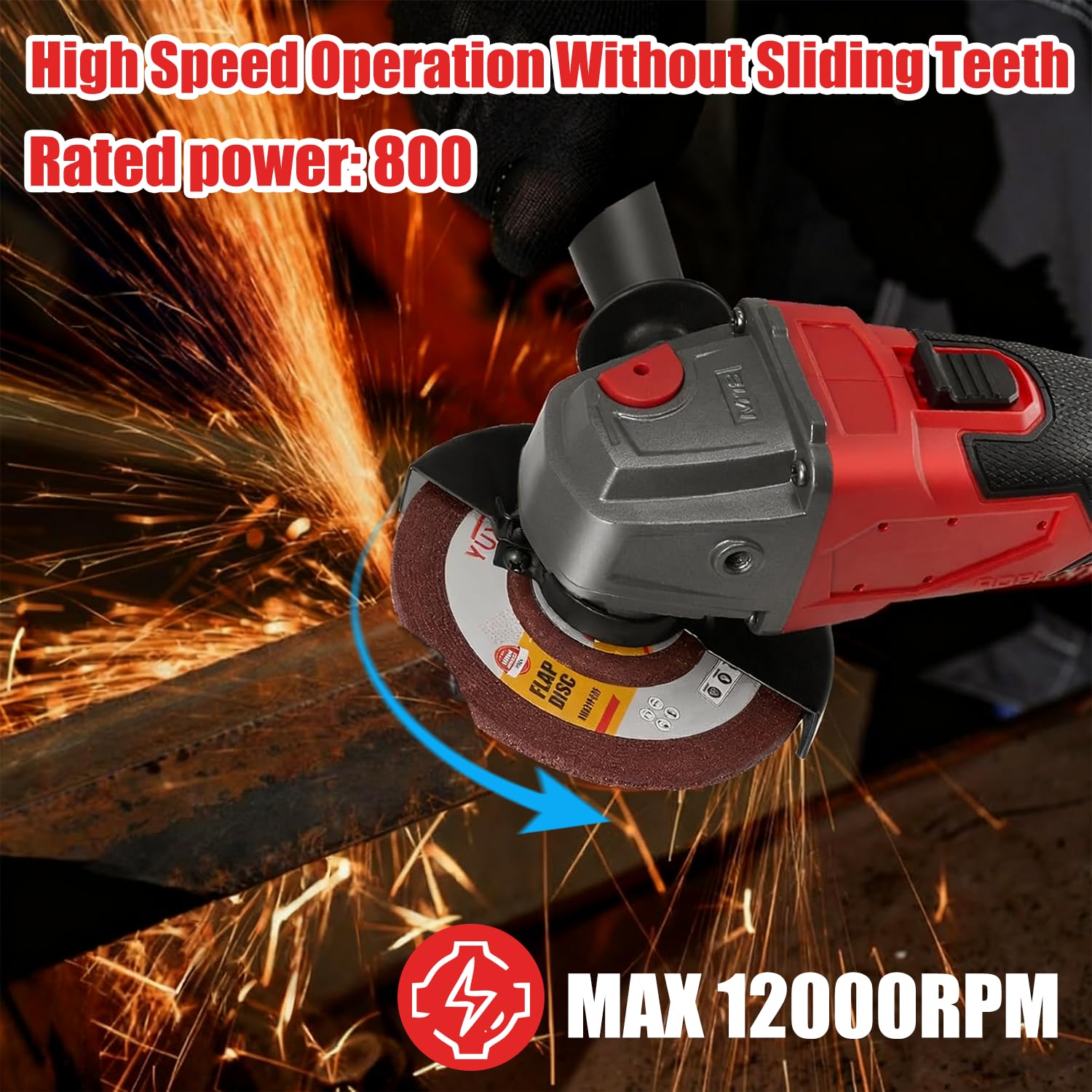 Amoladora angular con batería compatible con Milwaukee de 18 V, fresadora angular de 125 mm, herramienta de afilado sin escobillas, 800 W, 12000 rpm, amoladora angular con 6 discos para cortar, lijar