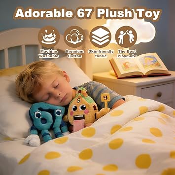 2Pcs Steal a Brainrot Plush, 67 Plush House 9 Stuffed Animals Pillow Doll Emotional Support Adorable Soft Plush Toy Figure Plushies Decoration & Collection Cute Toys Gifts for Girls Boys Fans