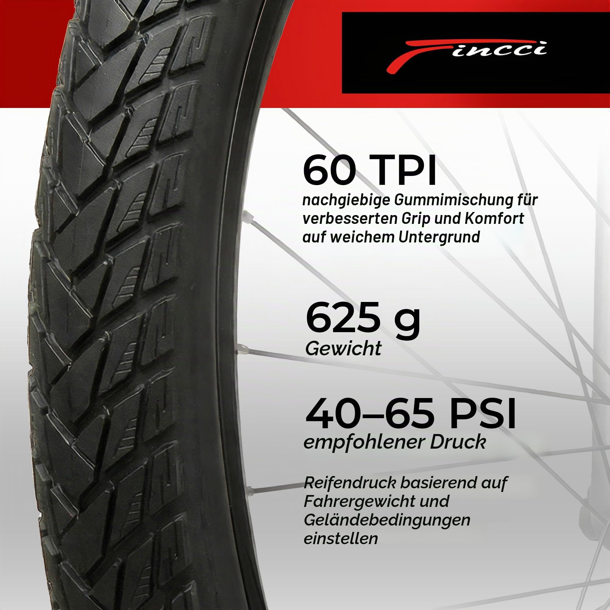 Fincci Nave Urban 700x45c Fahrradreifen 28x1,75 (47-622) - 2er Set Faltbare Aramid 28 Zoll Reifen mit 1mm Pannenschutz - Leichte City, Trekking & Hybrid Reifen 60 TPI