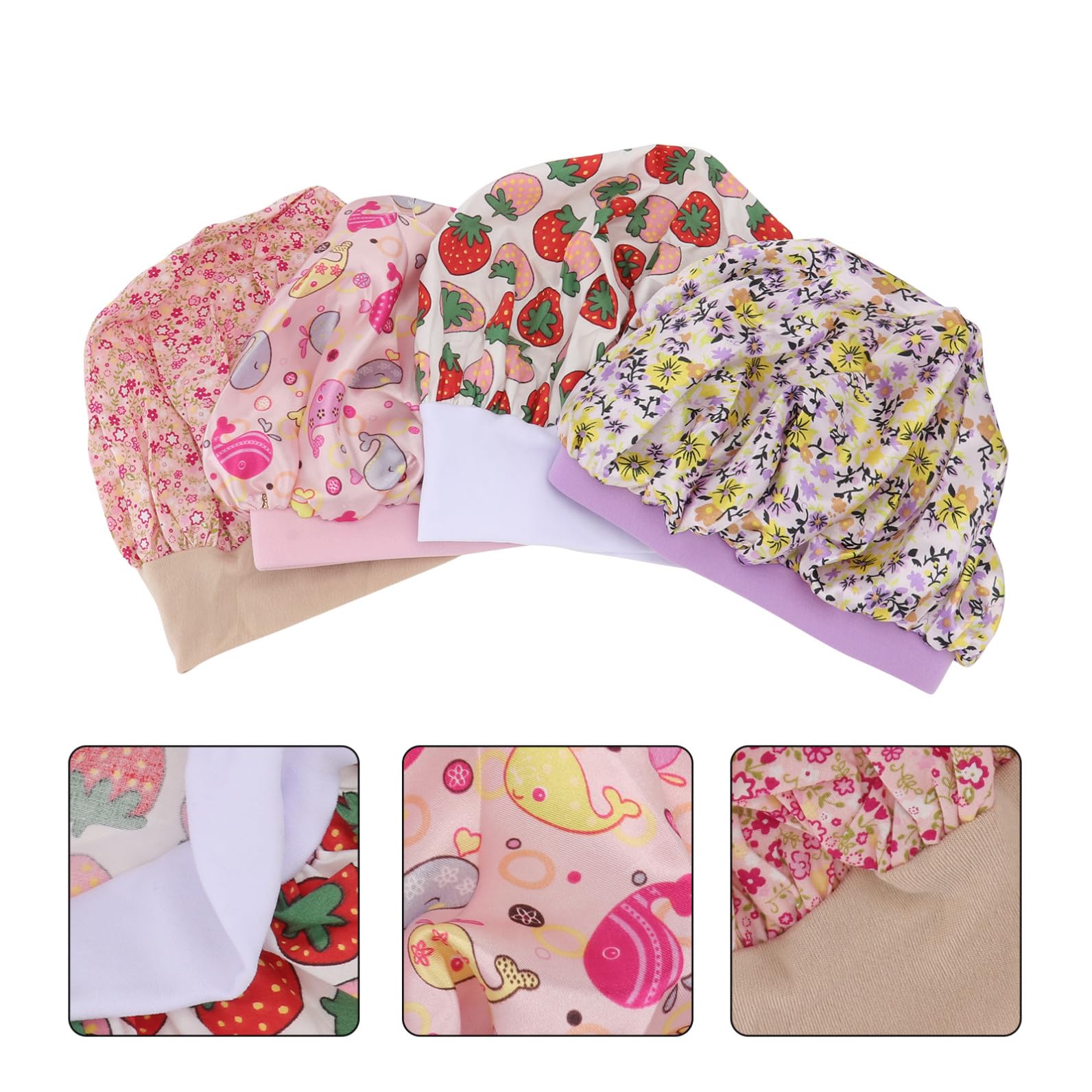 Healvian 3er-Sets Weiche Nachtmütze Für Kinder Satin-schlafmütze Kinder-schlafbezug Reise-babymütze Für Zuhause Und Hotel 4 Stück * 3