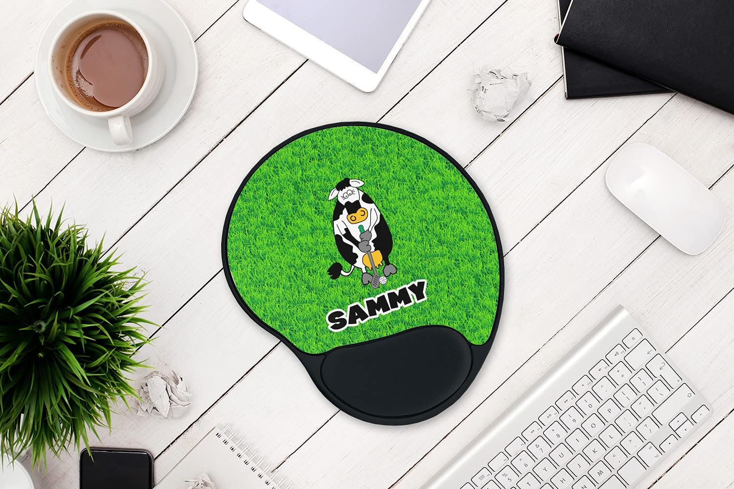 Personalized Cow Golfer Mouse Pad with Wrist Support