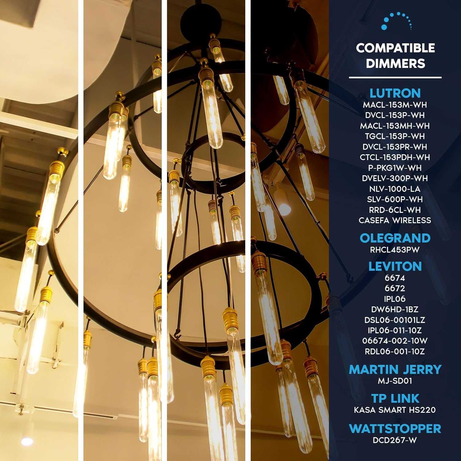 LUXRITE Vintage T9 Long LED Tube Light Bulbs 60W Equivalent, 2700K Warm White, 800 Lumens, Dimmable Edison Tubular Light Bulbs 7W, Clear Glass, LED Filament Bulb, UL Listed, E26 Base (4 Pack)