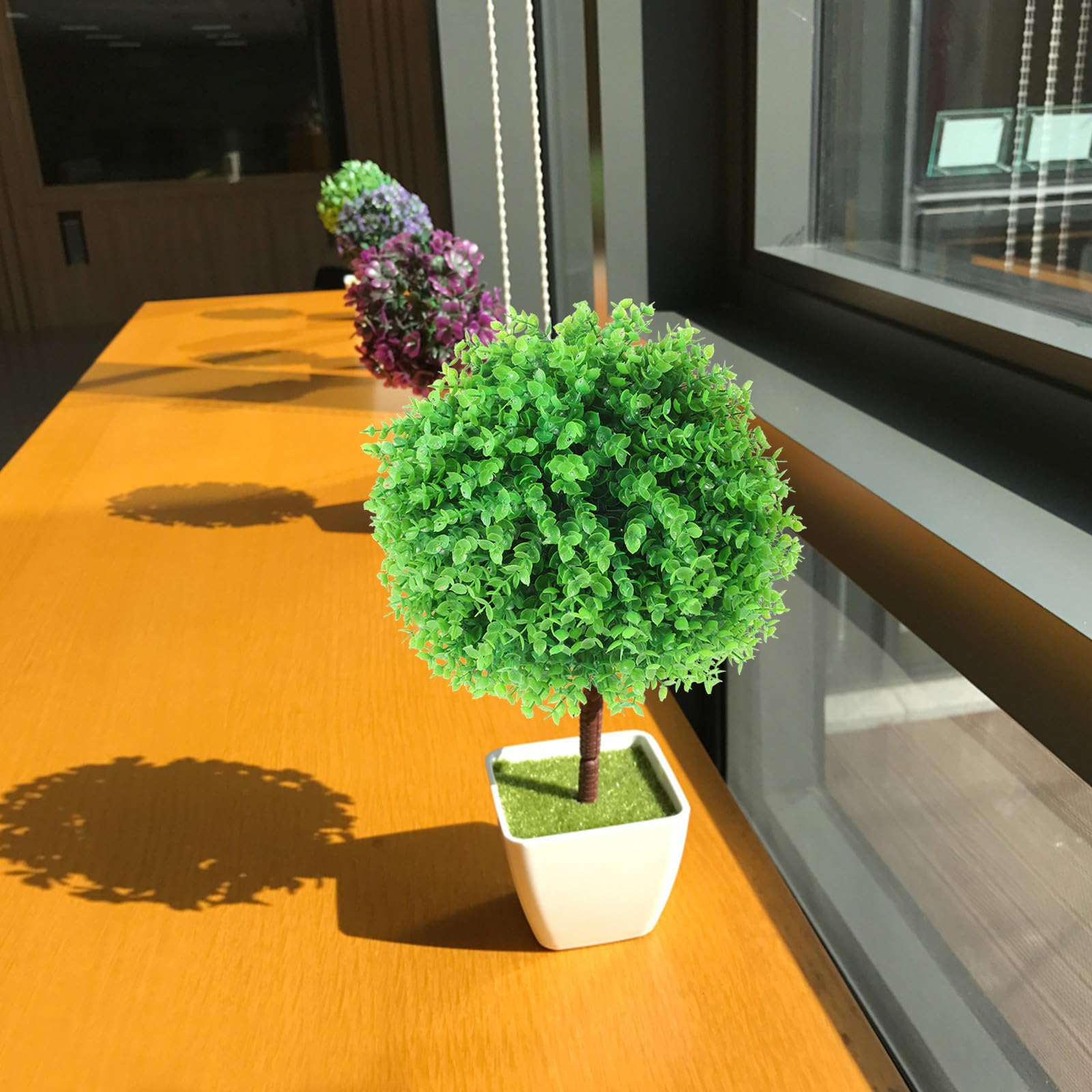 ABOOFAN Bola Topiaria Artificial de Eucalipto, Colgante, Plástico Verde